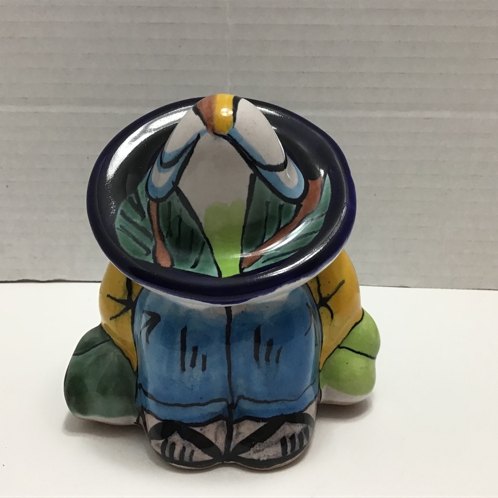 MEXICO ART POTTERY CLAY FIGURINE SIESTA MAN STATUE GARDEN MEXICAN SOMBRERO